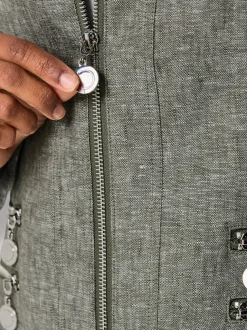 Blazer en lin avec col rond et poches zippées