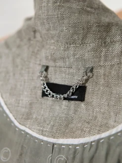 Blazer en lin froissé avec poches et col arrondi