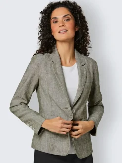 Blazer en lin froissé avec poches et col arrondi