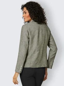 Blazer en lin froissé avec poches et col arrondi