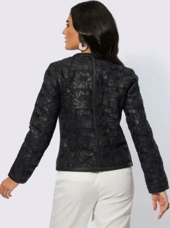 Blazer en maille et cuir d'agneau nappa brodé
