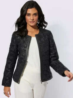 Blazer en maille et cuir d'agneau nappa brodé