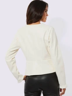 Blazer en synthétique avec col rond et manches légèrement volantées
