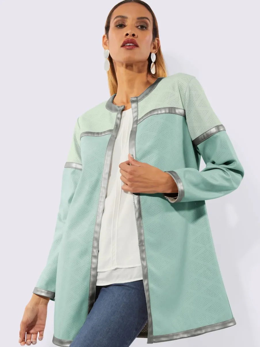 Blazer en synthétique avec perforations et fermeture à crochets