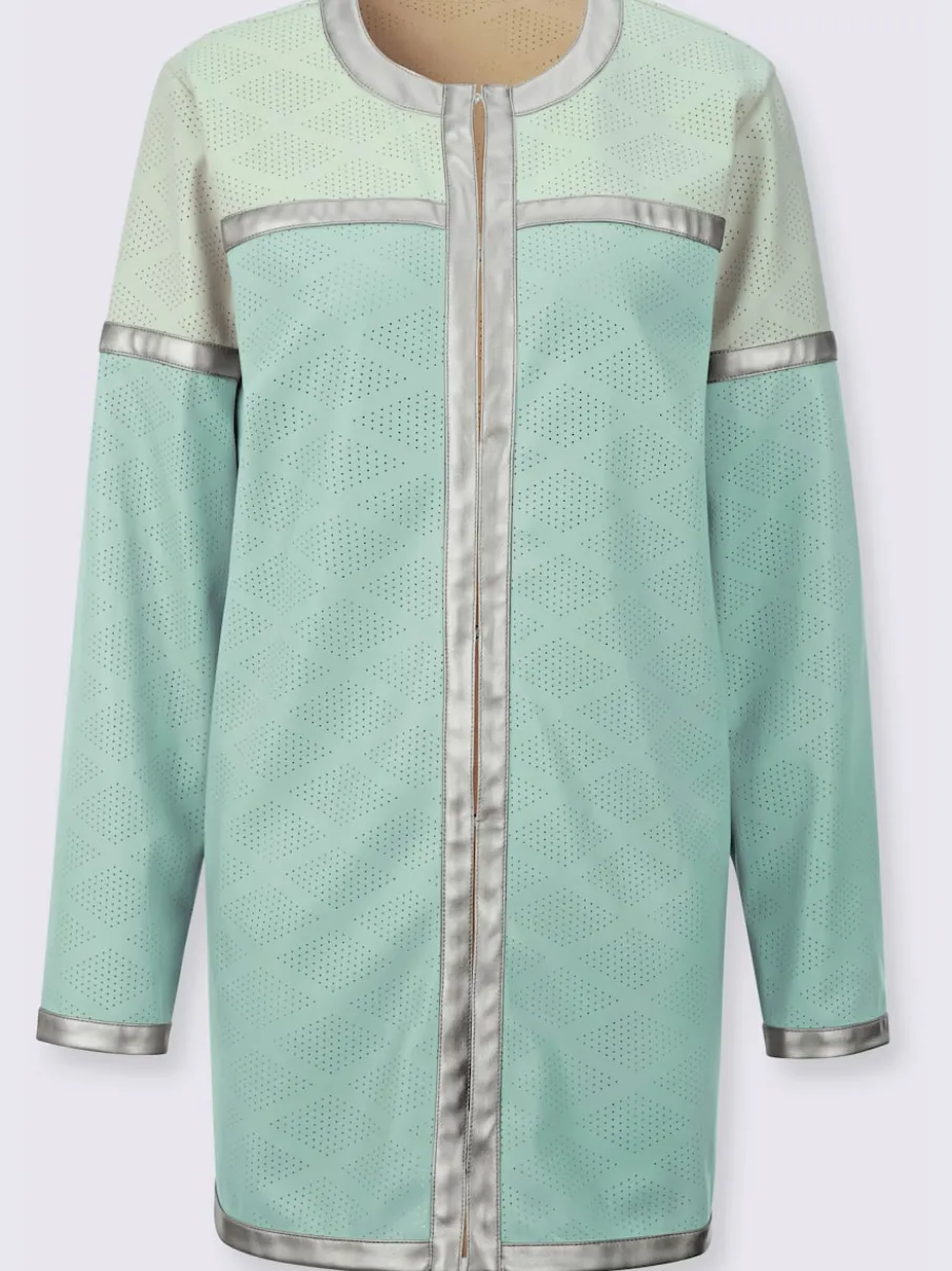 Blazer en synthétique avec perforations et fermeture à crochets