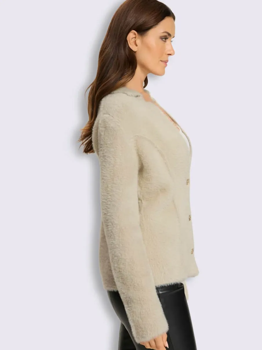 Blazer en tricot fil moelleux à poils longs