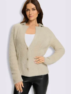 Blazer en tricot fil moelleux à poils longs