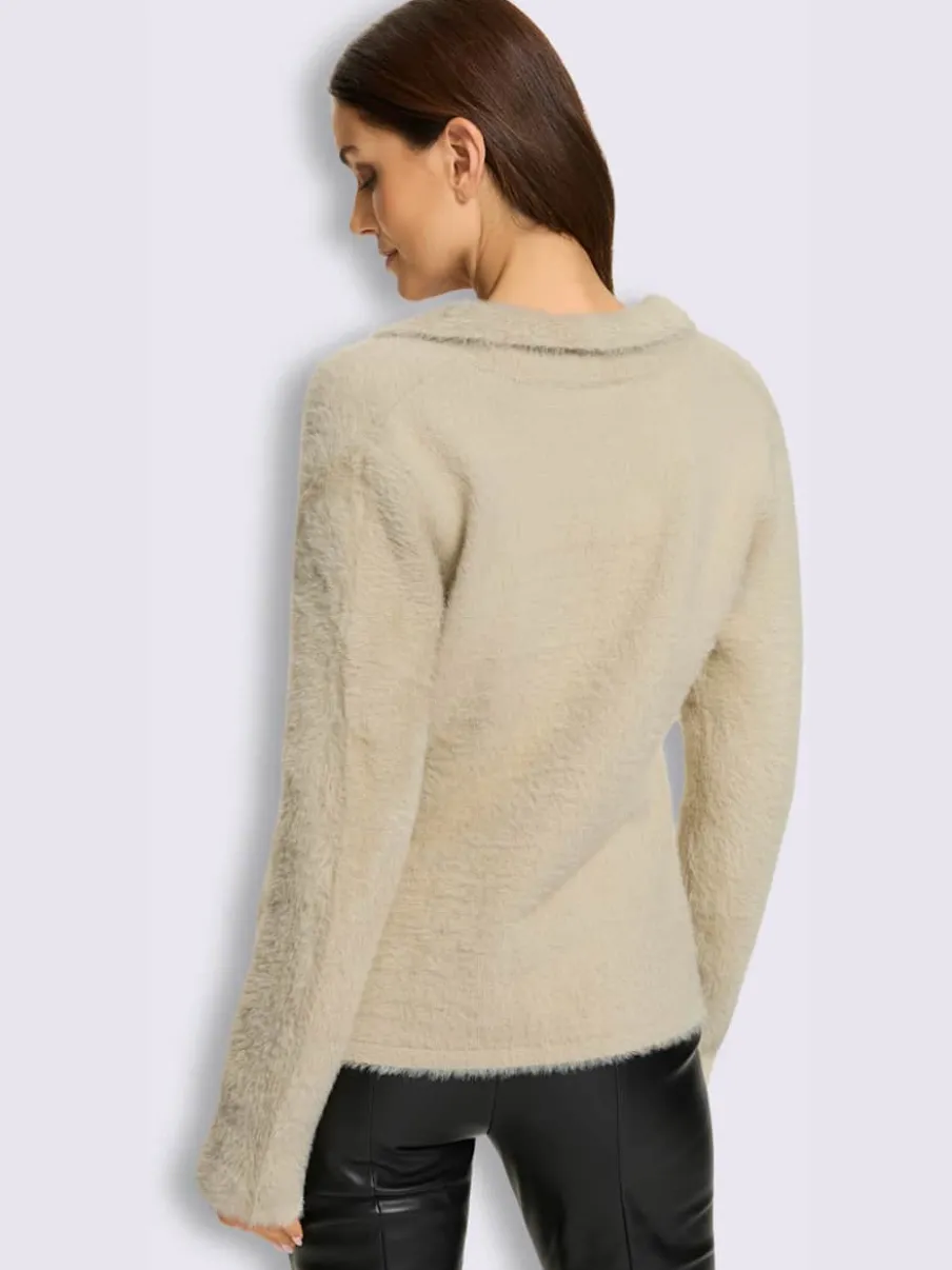 Blazer en tricot fil moelleux à poils longs