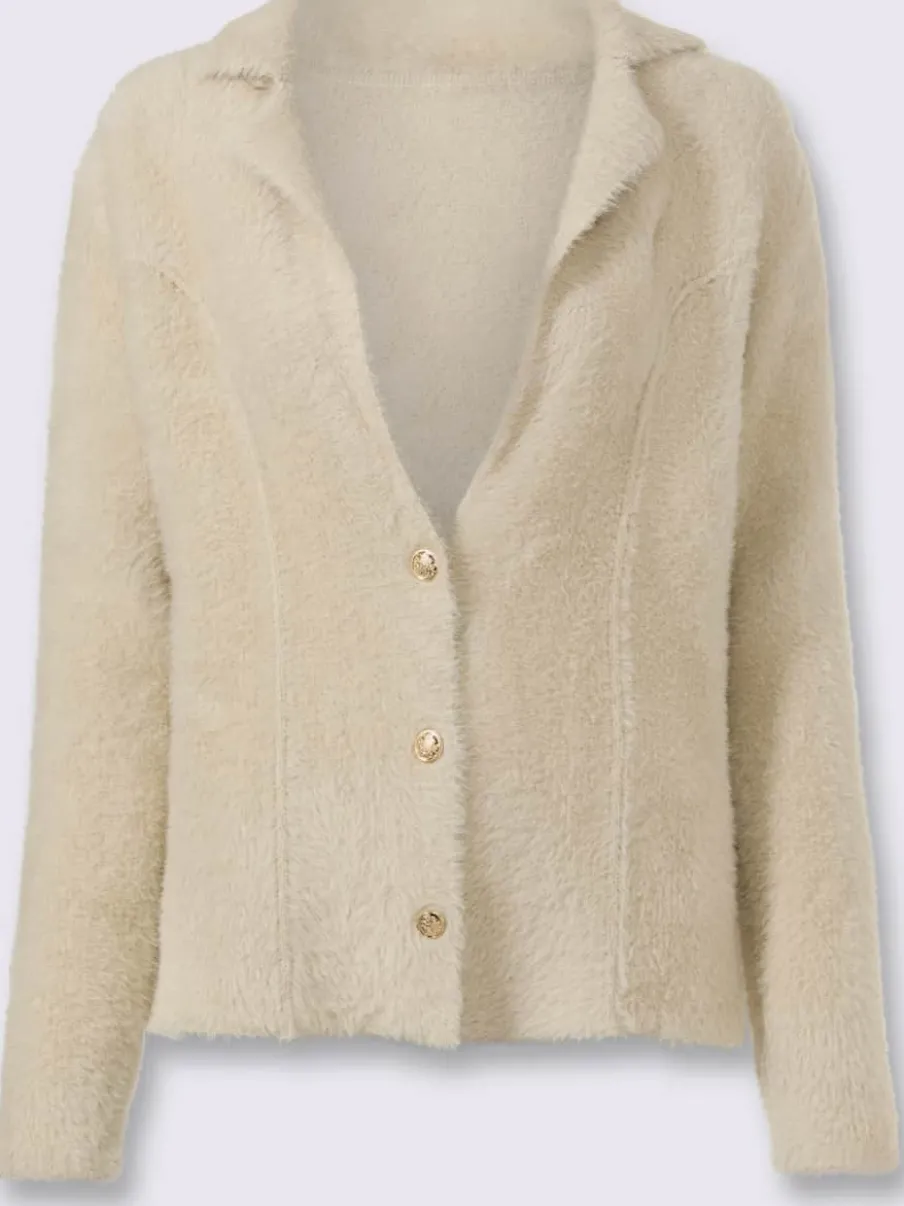 Blazer en tricot fil moelleux à poils longs