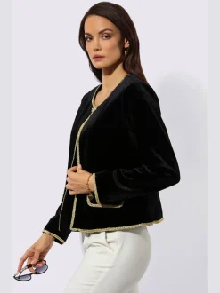Blazer en velours avec bordure dorée et manches longues