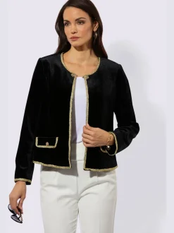 Blazer en velours avec bordure dorée et manches longues