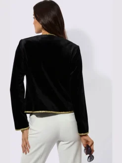 Blazer en velours avec bordure dorée et manches longues