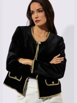Blazer en velours avec bordure dorée et manches longues
