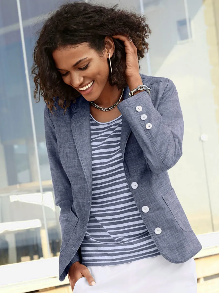 Blazer femme à col à revers avec poches plaquées