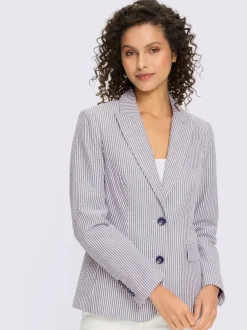 Blazer léger à rayures avec col à revers et manches longues