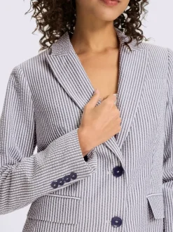 Blazer léger à rayures avec col à revers et manches longues