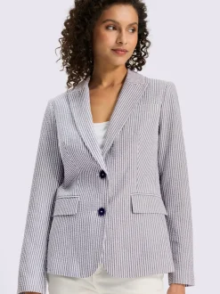 Blazer léger à rayures avec col à revers et manches longues
