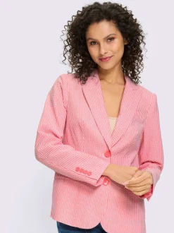 Blazer léger à rayures avec col à revers et manches longues