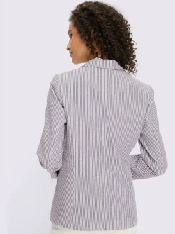Blazer léger à rayures avec col à revers et manches longues