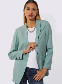 Blazer légèrement brillant avec col châle et manches longues