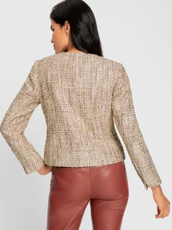 Blazers bouclés à paillettes avec boutons fantaisie et poches