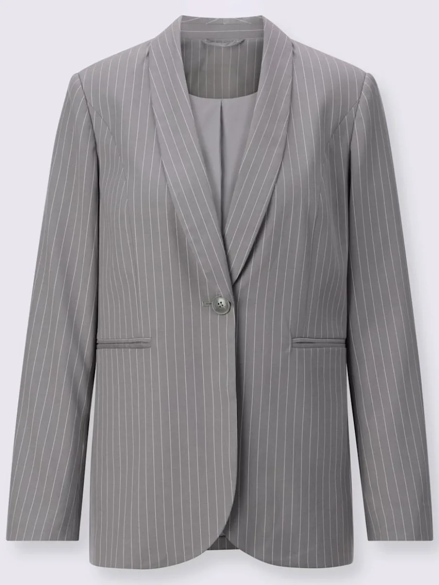 Blazers classiques avec rayures et col châle arrondi