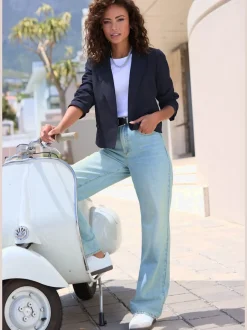Blazers courts pour femmes avec col à revers et manches longues