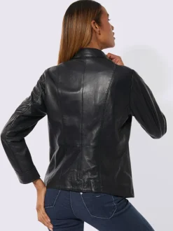 Blazers en cuir agneau nappa avec col montant smocké