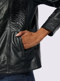 Blazers en cuir agneau nappa avec col montant smocké