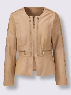 Blazers en cuir d'agneau avec finitions soignées raffinées