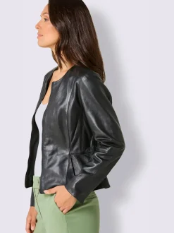 Blazers en cuir nappa avec glissière et poches biaisées