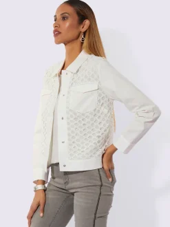 Blazers en dentelle transparent avec manches longues raffinées