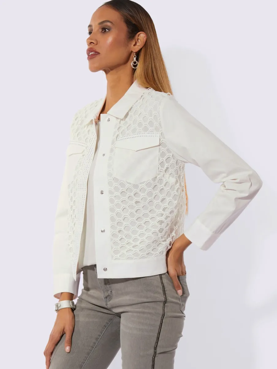 Blazers en dentelle transparent avec manches longues raffinées