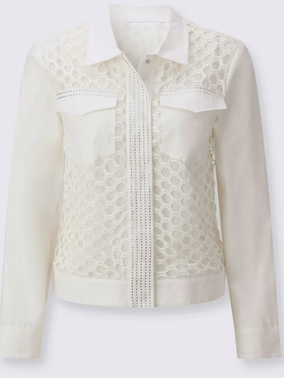Blazers en dentelle transparent avec manches longues raffinées