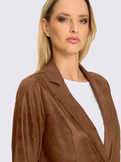 Blazers en imitation cuir avec col à revers et manches longues