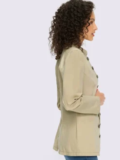 Blazers en jean avec col montant et poches décoratives