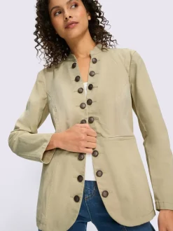 Blazers en jean avec col montant et poches décoratives
