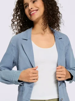 Blazers en jean avec poches et manches longues
