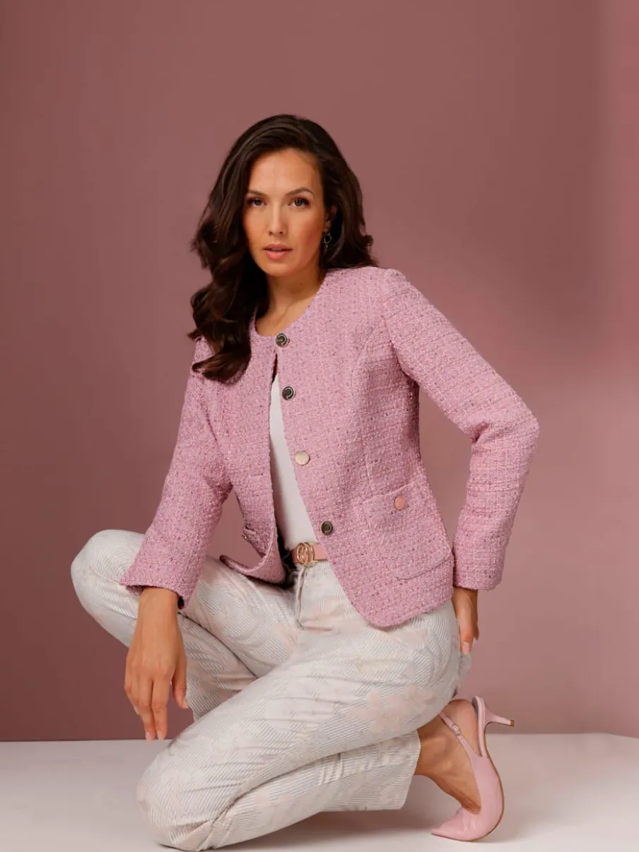 Blazers en mélange de laine avec boutons dorés estampés