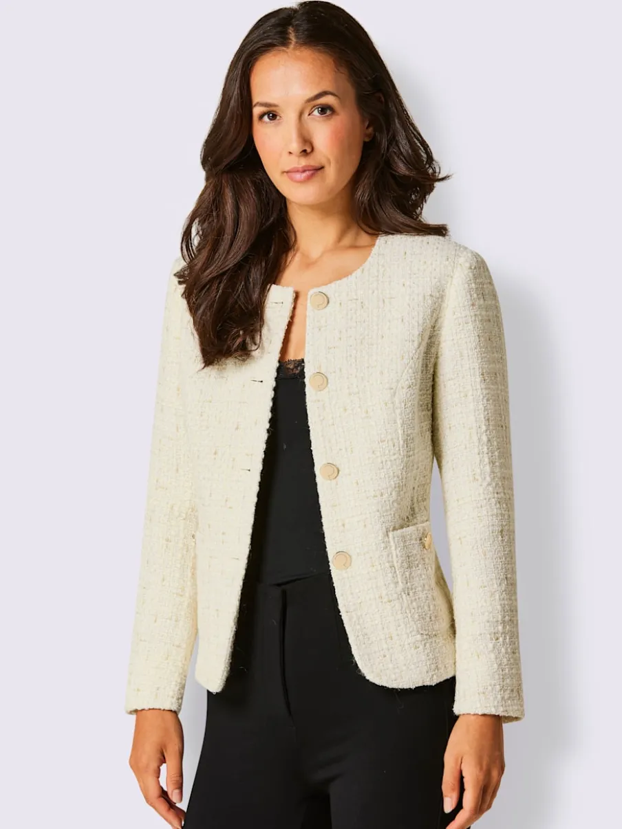Blazers en mélange de laine avec boutons dorés estampés