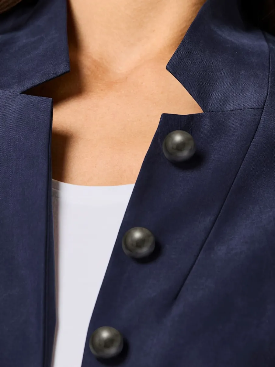 Blazers longs en mélange de lyocell avec boutons brillants