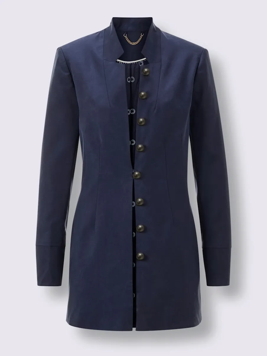 Blazers longs en mélange de lyocell avec boutons brillants