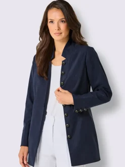 Blazers longs en mélange de lyocell avec boutons brillants