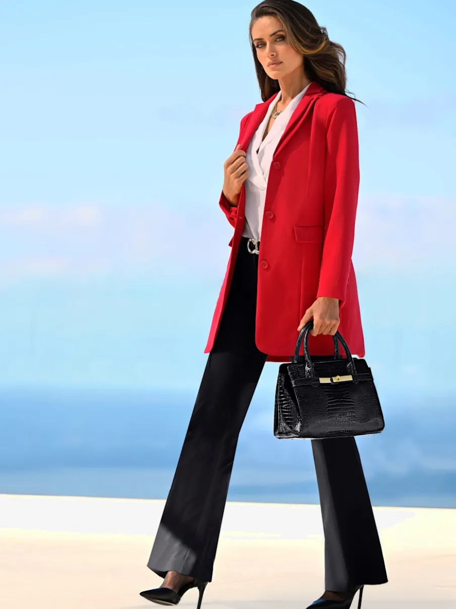 Blazers longs à une rangée de boutons et poches