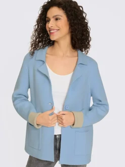 Blazers à revers avec boutons et poches en tricot côtelé