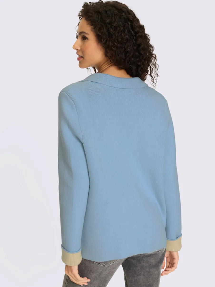 Blazers à revers avec boutons et poches en tricot côtelé