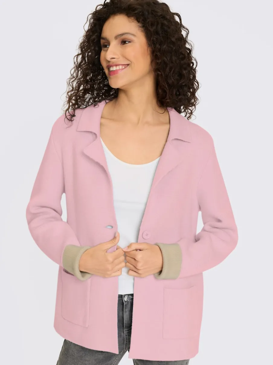 Blazers à revers avec boutons et poches en tricot côtelé