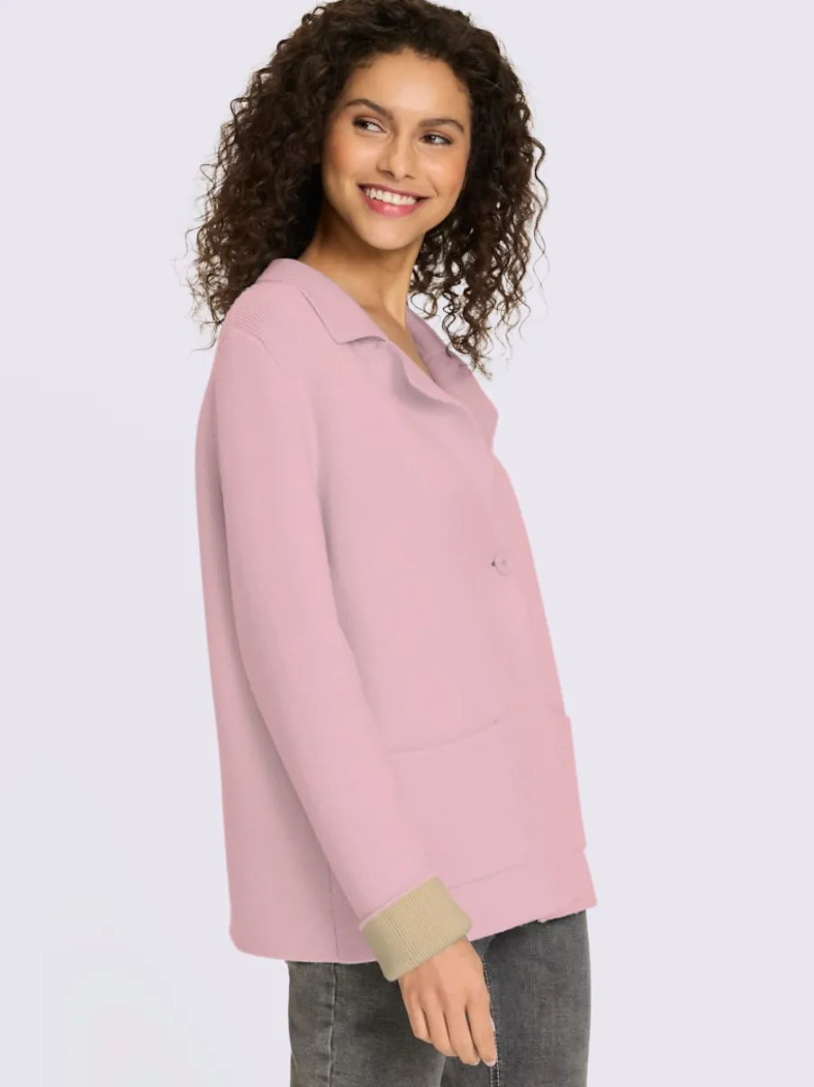 Blazers à revers avec boutons et poches en tricot côtelé