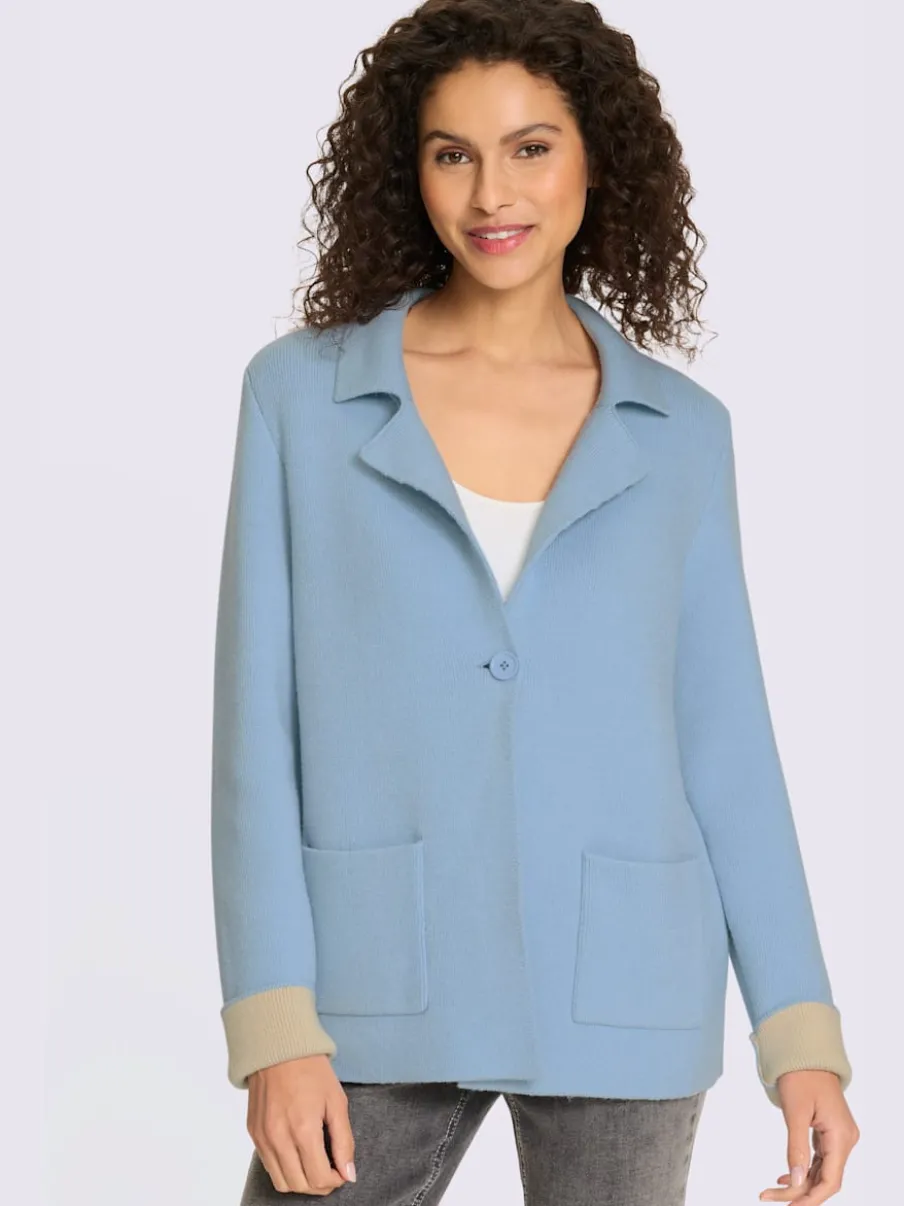 Blazers à revers avec boutons et poches en tricot côtelé