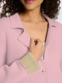 Blazers à revers avec boutons et poches en tricot côtelé